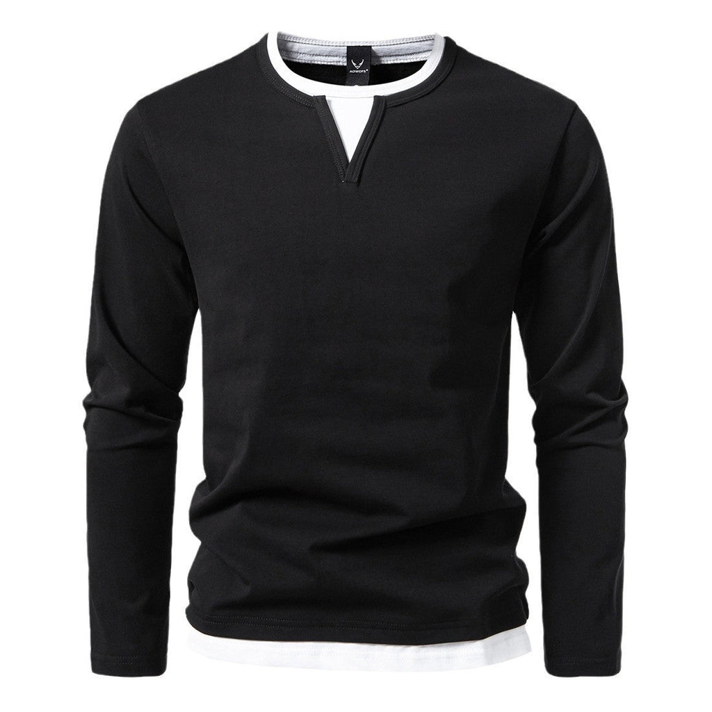 Herren Langarmshirt mit modernem V-Ausschnitt und coolen Layering-Details