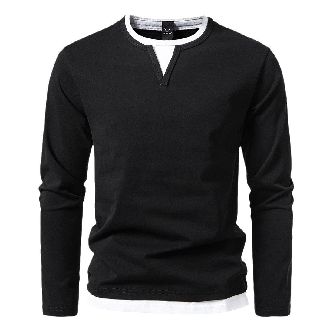 Herren Langarmshirt mit modernem V-Ausschnitt und coolen Layering-Details