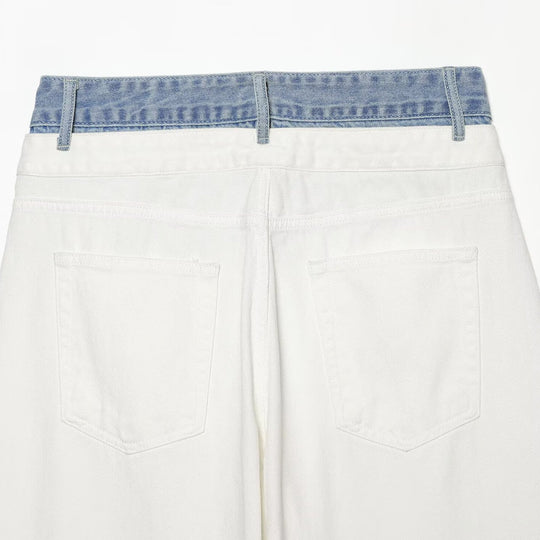 Damen High‑Waist Culotte-Jeans mit weitem Bein und kontrastierendem Jeansbund Shop Nory