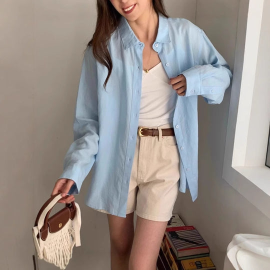 Damen Lässige Oversize-Hemdbluse mit kastiger Silhouette und krempelbaren Ärmeln Shop Nory