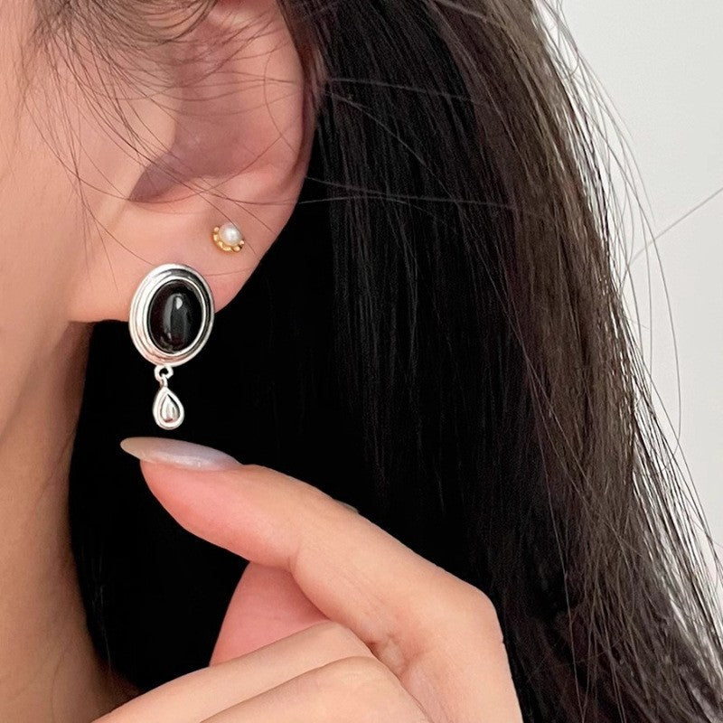 Damen Ohrringe mit elegantem Onyx und tropfenförmigem Design Shop Nory