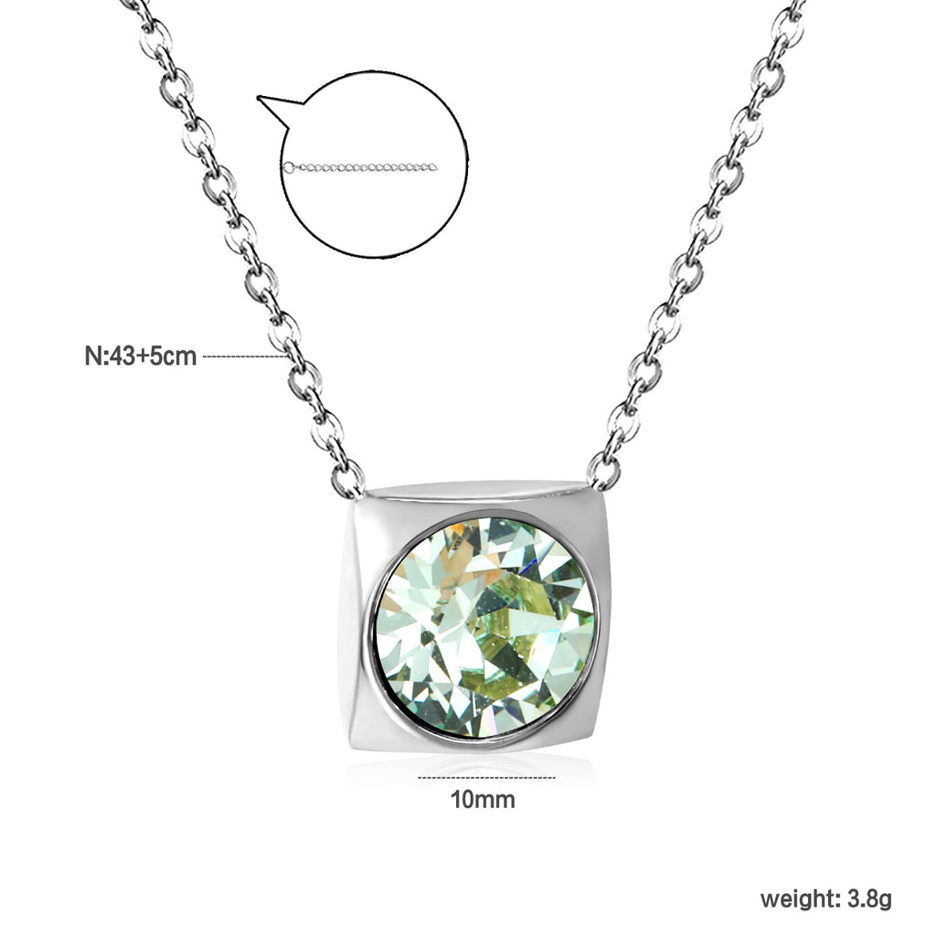 Damen Halskette mit quadratischem Kristallanhänger aus hochwertigem Edelstahl Shop Nory