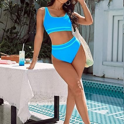 Damen Sportlicher Hochgeschnittener Bikini Shopnory
