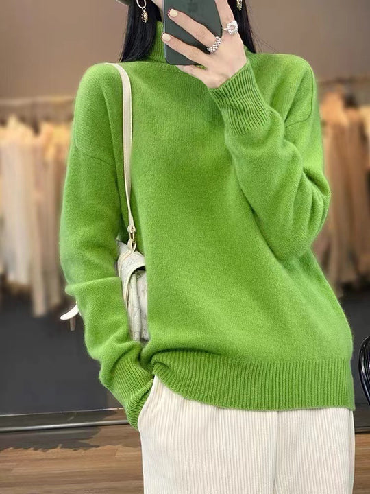 Damen Oversize Feinstrickpullover mit hohem Rollkragen und Seitenschlitzen Shop Nory