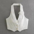 Damen Elegante Weste mit Blütenapplikation