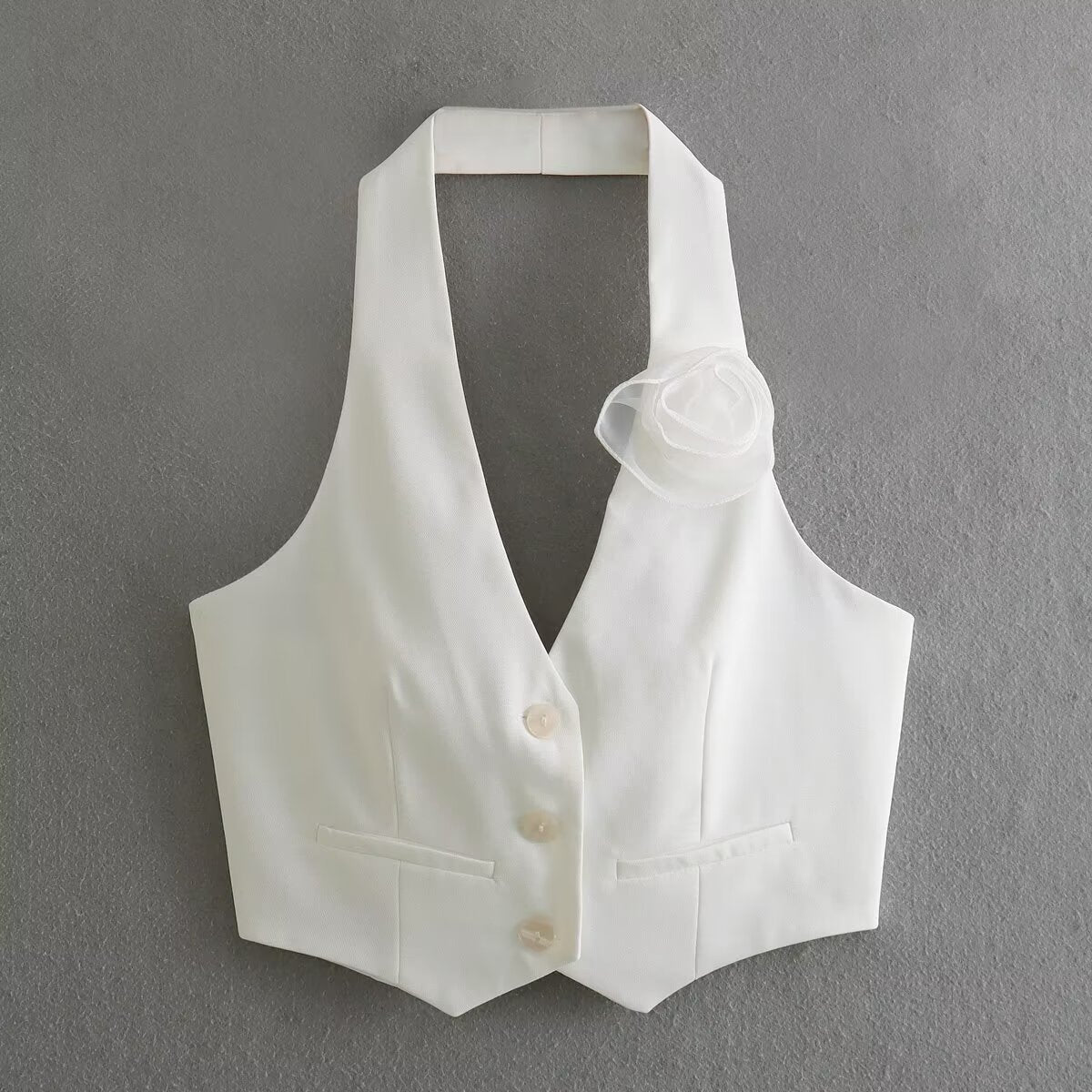 Damen Elegante Weste mit Blütenapplikation