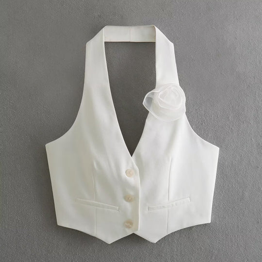 Damen Elegante Weste mit Blütenapplikation