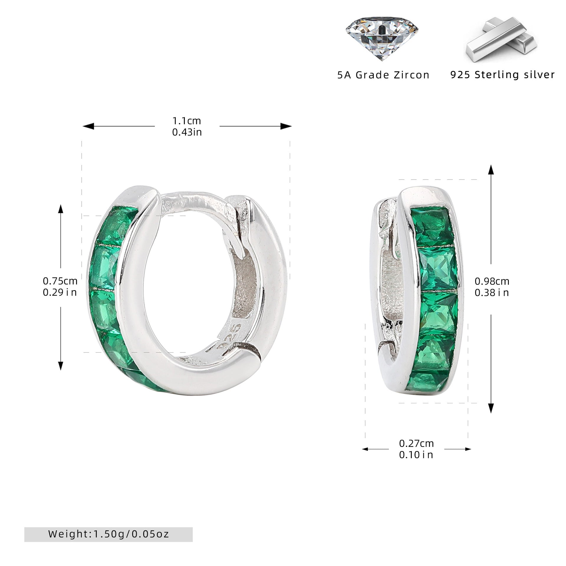 Damen Ohrcreolen mit funkelnden Zirkon-Akzenten aus hochwertigem 925 Sterling Silber Shop Nory