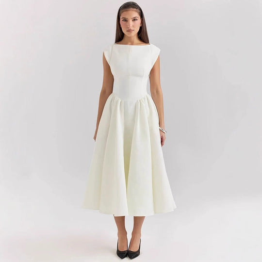 Damen Elegantes A-Linien Cocktailkleid mit Wasserfallausschnitt