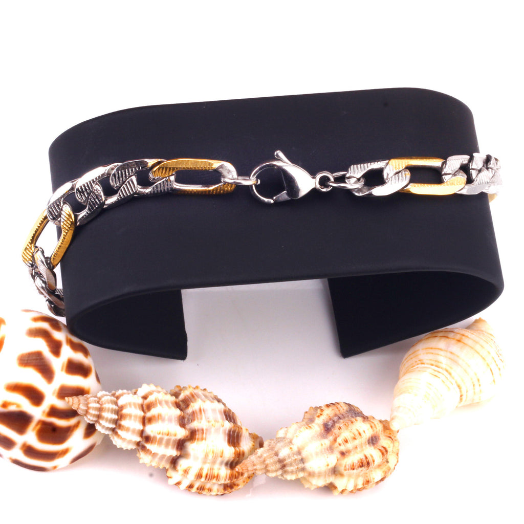 Damen Edelstahl Armband mit 18k goldplattierten Akzenten und verstellbarem Verschluss Shop Nory