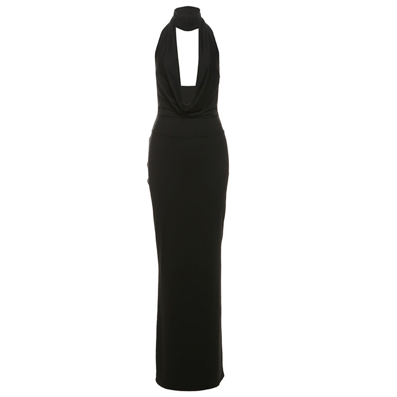 Damen Elegantes Maxikleid mit tiefem V-Ausschnitt und seitlichen Cut-Outs