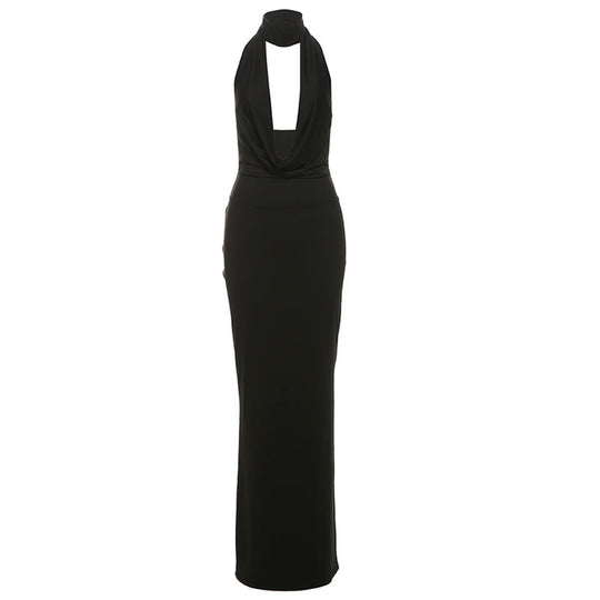 Damen Elegantes Maxikleid mit tiefem V-Ausschnitt und seitlichen Cut-Outs