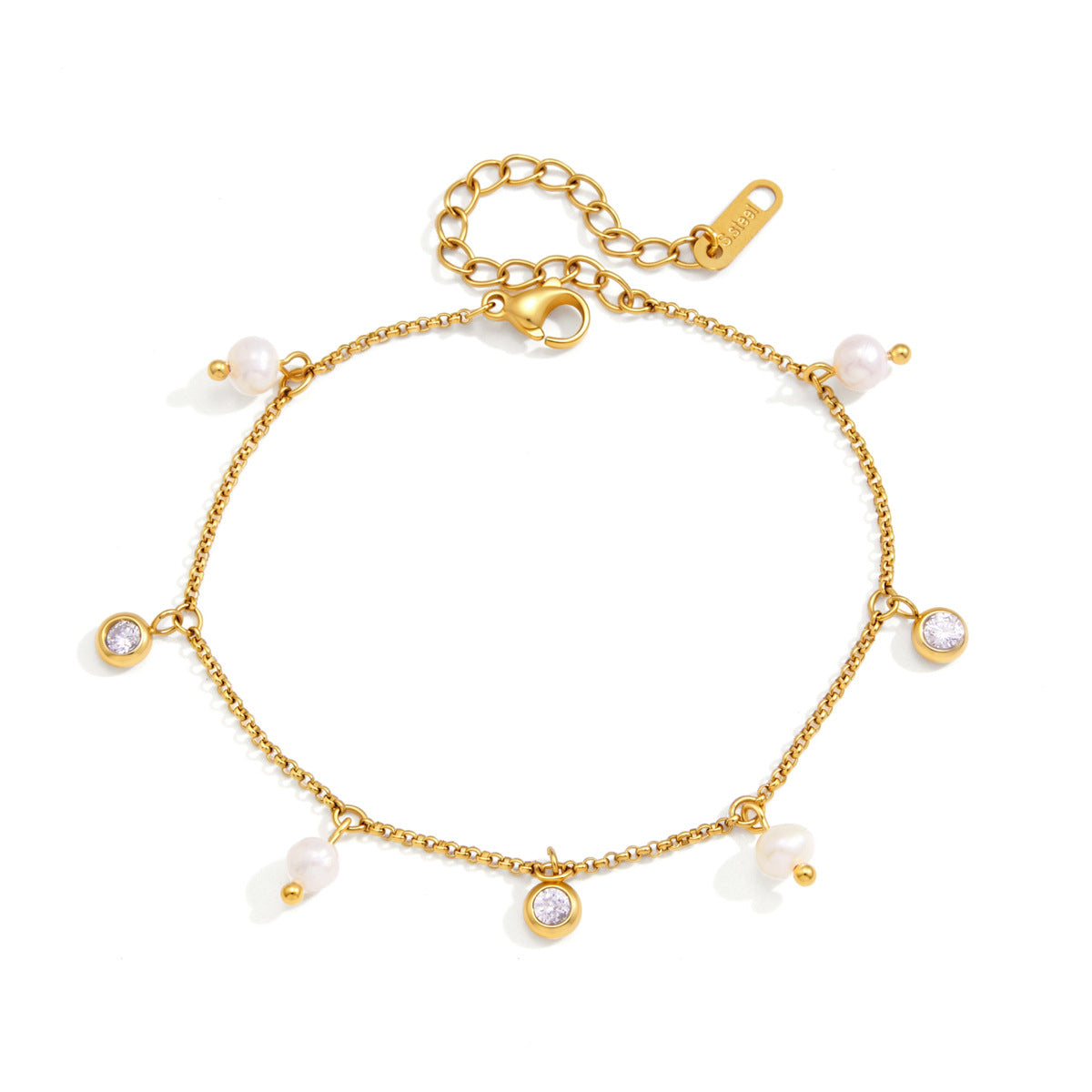 Damen Armband mit glänzenden Zirkonia und eleganten Perlendetails Shop Nory