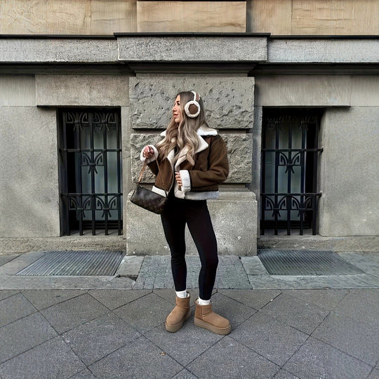 Damen Lässige und warme Lammfelljacke