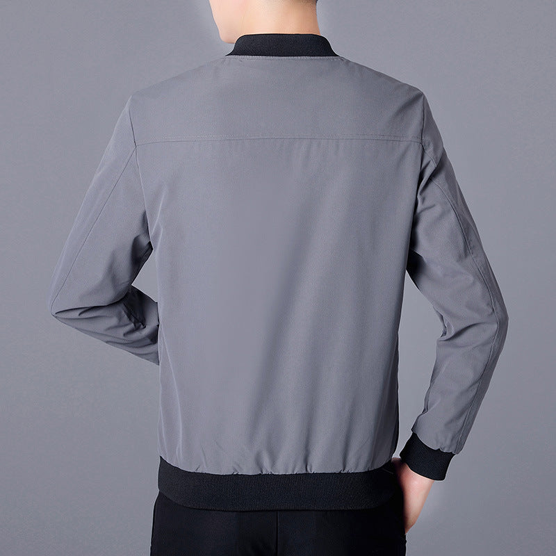 Herren Leichte Casual-Bomberjacke aus Microfaser mit Zwei-Wege-Reißverschluss und Rippbündchen Shop Nory