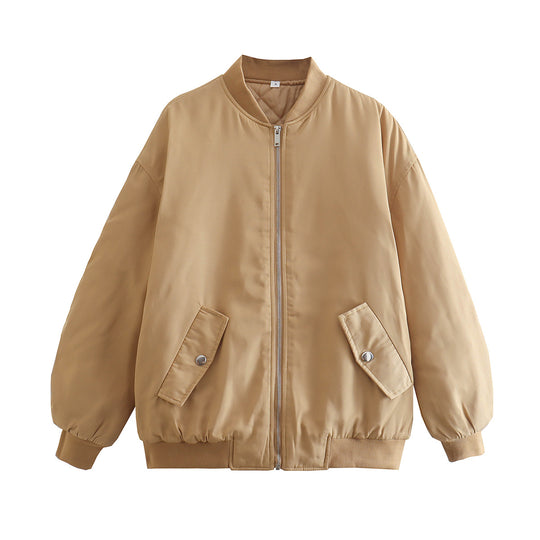 Damen Boxy Bomberjacke im Oversize‑Look mit Reißverschluss und abgeschrägten Pattentaschen Shop Nory