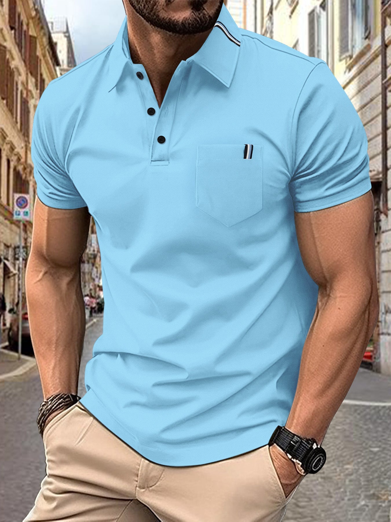 Herren Polohemd mit modernem Schnitt und Brusttasche