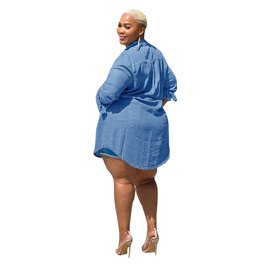 Damen Oversize-Denim-Hemdbluse im Longline-Schnitt mit Rollärmeln und Brusttaschen Shop Nory