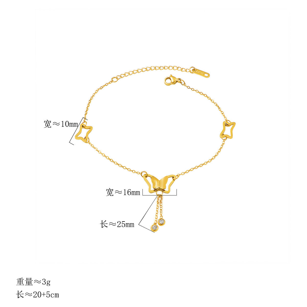 Damen Fußkette mit raffiniertem Schmetterlingsdesign und funkelnden Akzenten Shop Nory