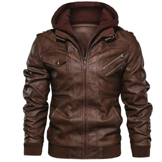Herren Piloten-Blouson aus Kunstleder mit integriertem Kapuzen-Inlay und Zipper-Details Shop Nory