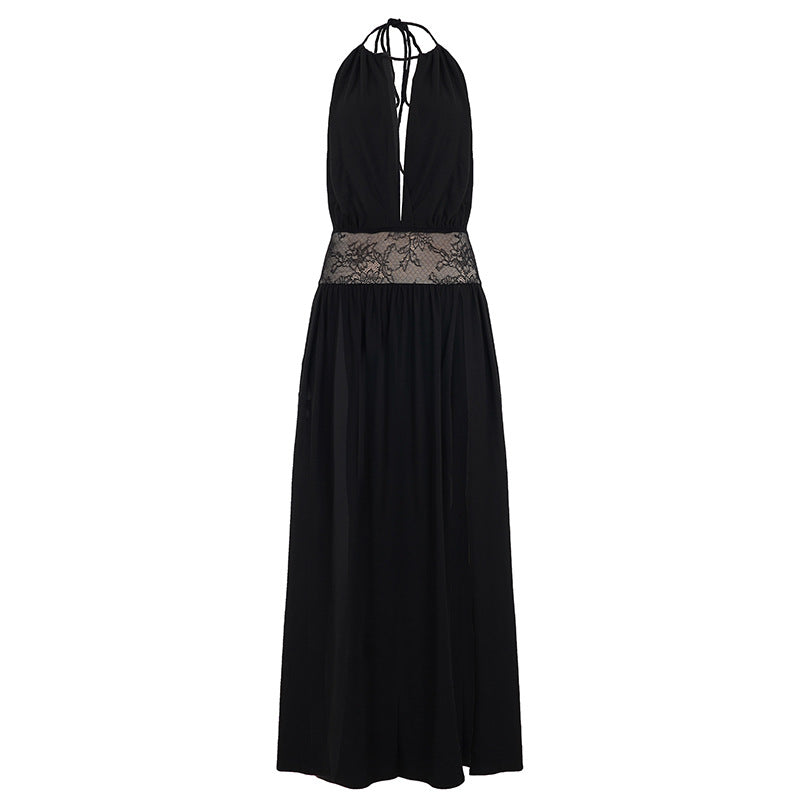Damen Elegantes Maxikleid mit Spitzenakzenten