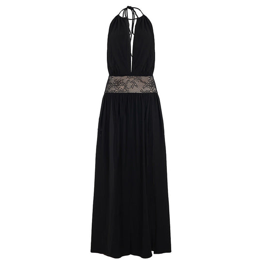 Damen Elegantes Maxikleid mit Spitzenakzenten
