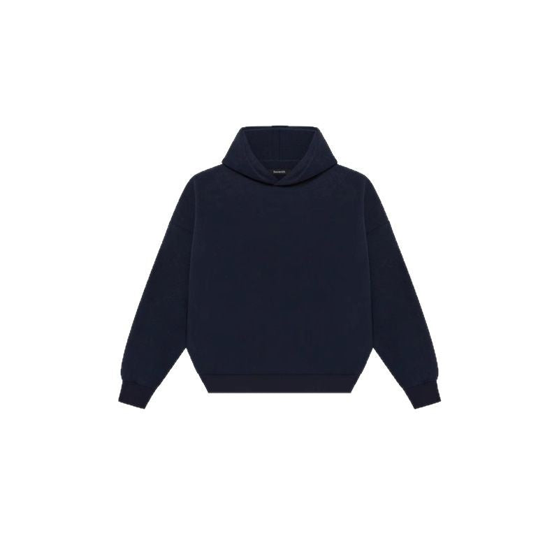 Unisex minimalistischer Kapuzenpullover ohne Kängurutasche mit überschnittener Schulter und geripptem Saum Shop Nory