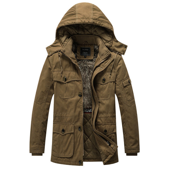 Herren Canvas-Parka mit gesteppter Thermofütterung, Kunstfell-Innenfutter und Kapuze Shop Nory