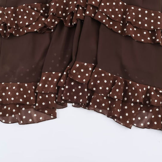 Damen verspieltes Midi-Tiered-Kleid mit Rüschenkragen, Bindeband und Volantstufen Shop Nory