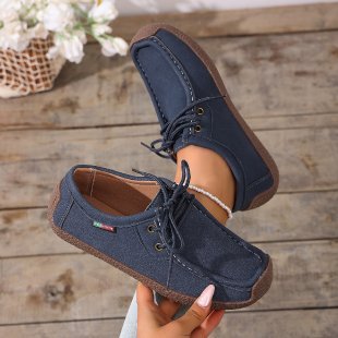 Damen Canvas-Mokassin-Slipper mit Schnürung und gepolsterter Komfortsohle Shop Nory