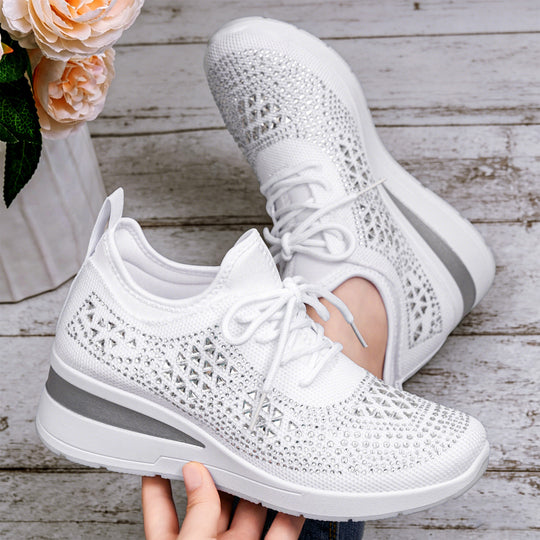 Damen nan Strick-Plateau-Sneaker mit funkelnder Verzierung, sockenähnlichem Einstieg und stoßdämpfender EVA-Zwischensohle Shop Nory