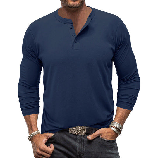 Herren Langarm T-Shirt mit Knopfleiste