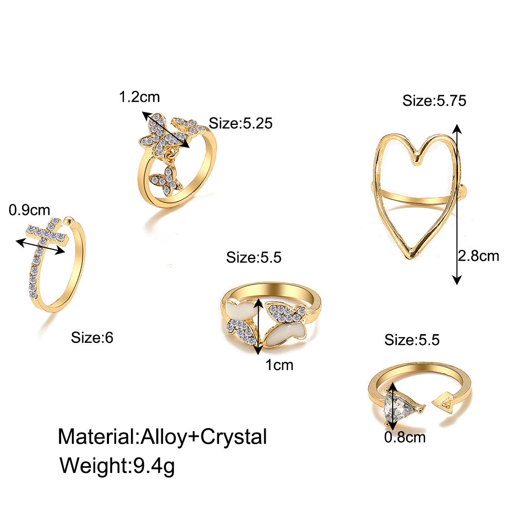 Damen Ring-Set mit funkelnden Stern- und Mondmotiven Shop Nory