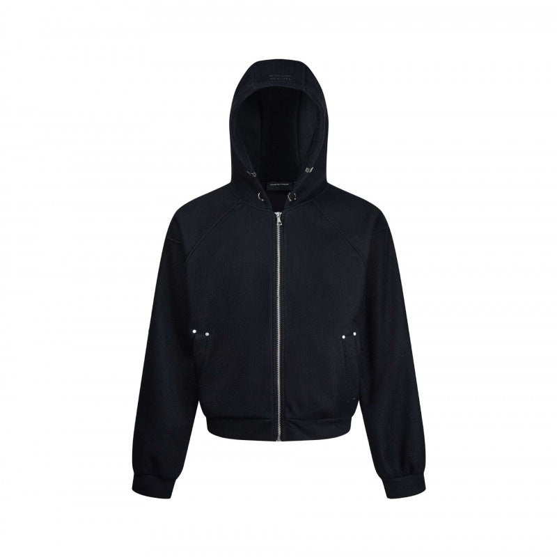 Unisex Kurzer Kapuzen-Zippullover aus French Terry mit Raglanärmeln und verdeckten Eingrifftaschen Shop Nory