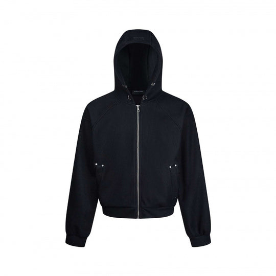 Unisex Kurzer Kapuzen-Zippullover aus French Terry mit Raglanärmeln und verdeckten Eingrifftaschen Shop Nory