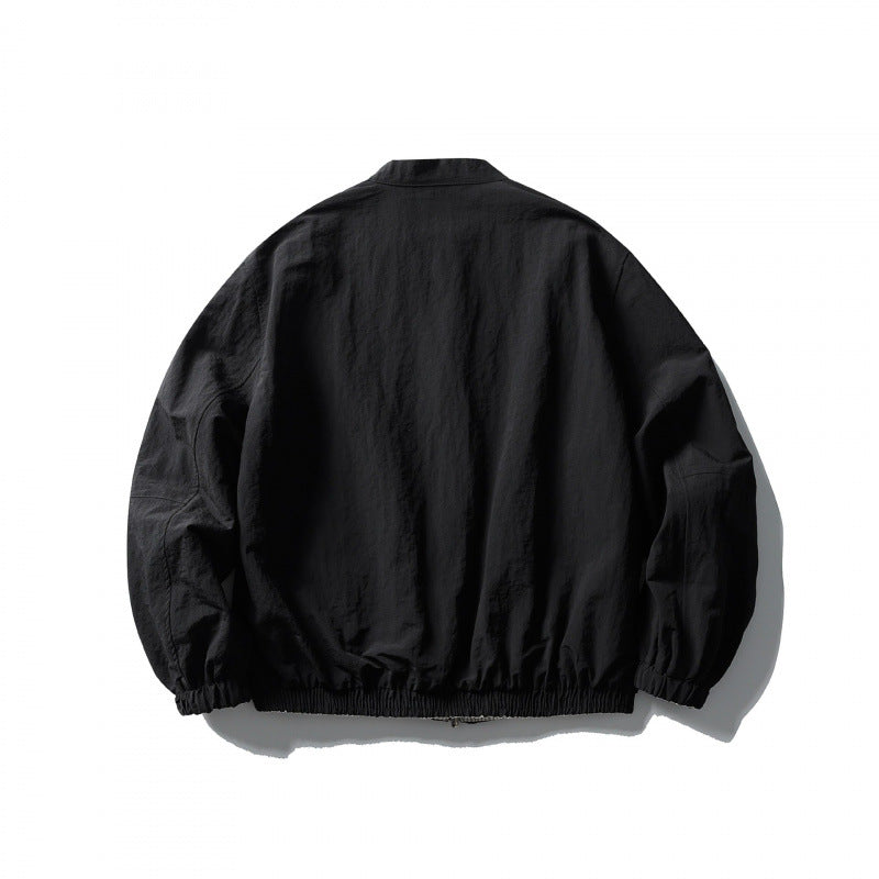 Unisex Leichte Oversize-Bomberjacke aus Strukturstoff mit Stehkragen und elastischem Saum Shop Nory