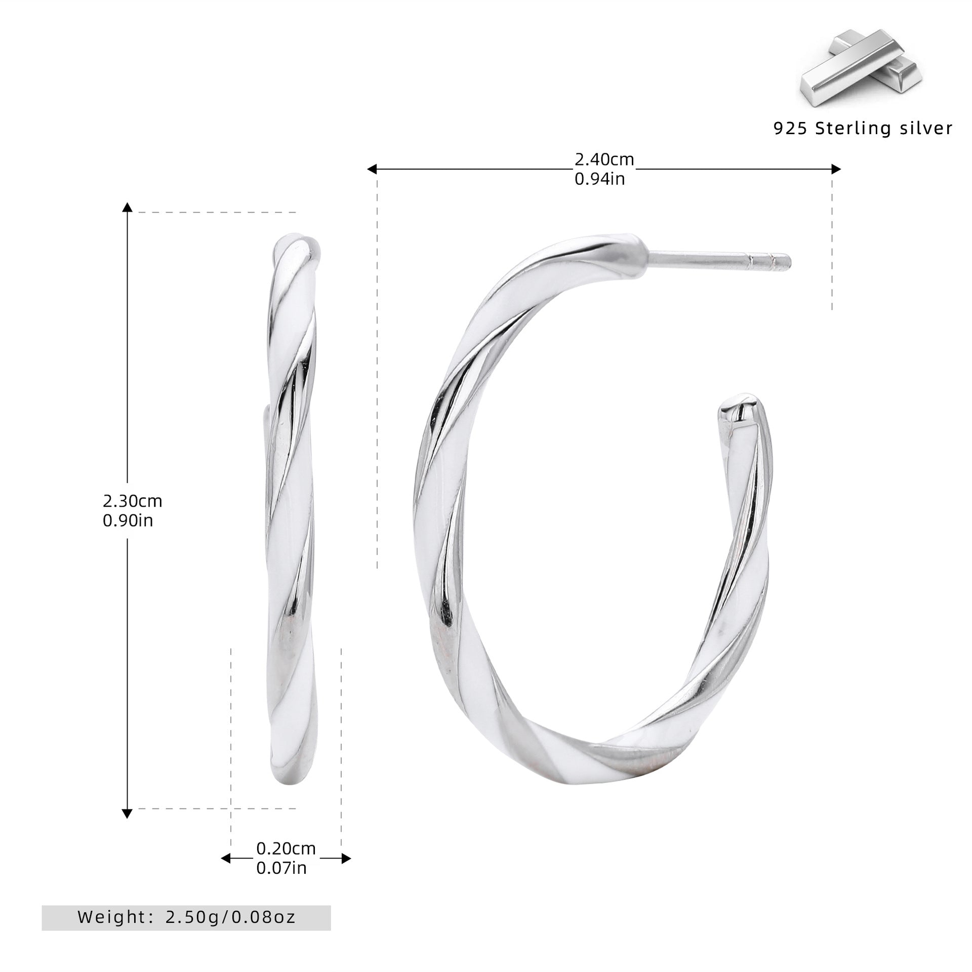 Damen Creolen mit spiralisiertem Design aus hochwertigem 925 Sterling Silber Shop Nory