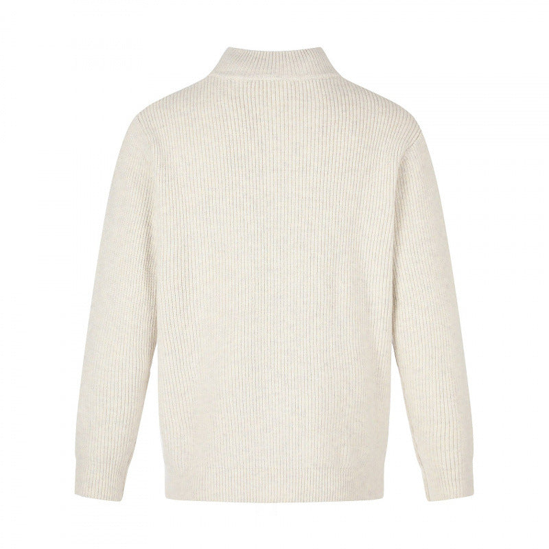 Unisex Reißverschluss-Strickjacke im Boxy‑Cut mit Stehkragen und Rippenstruktur Shop Nory