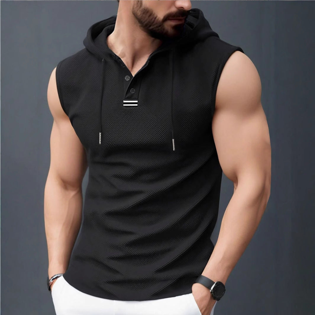 Herren ärmelloses Hoodie-Shirt mit strukturierter Oberfläche