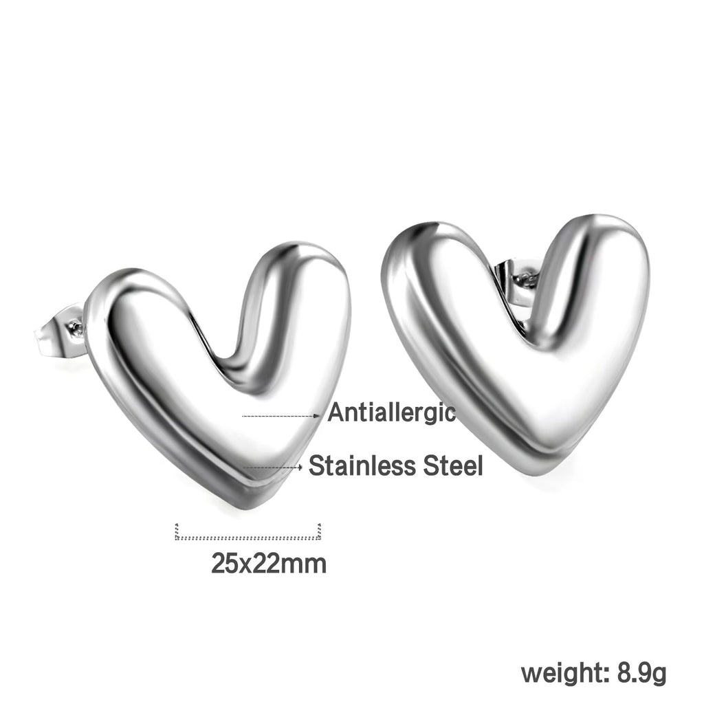 Damen Herzförmige Edelstahl Ohrstecker Shop Nory 1783008980