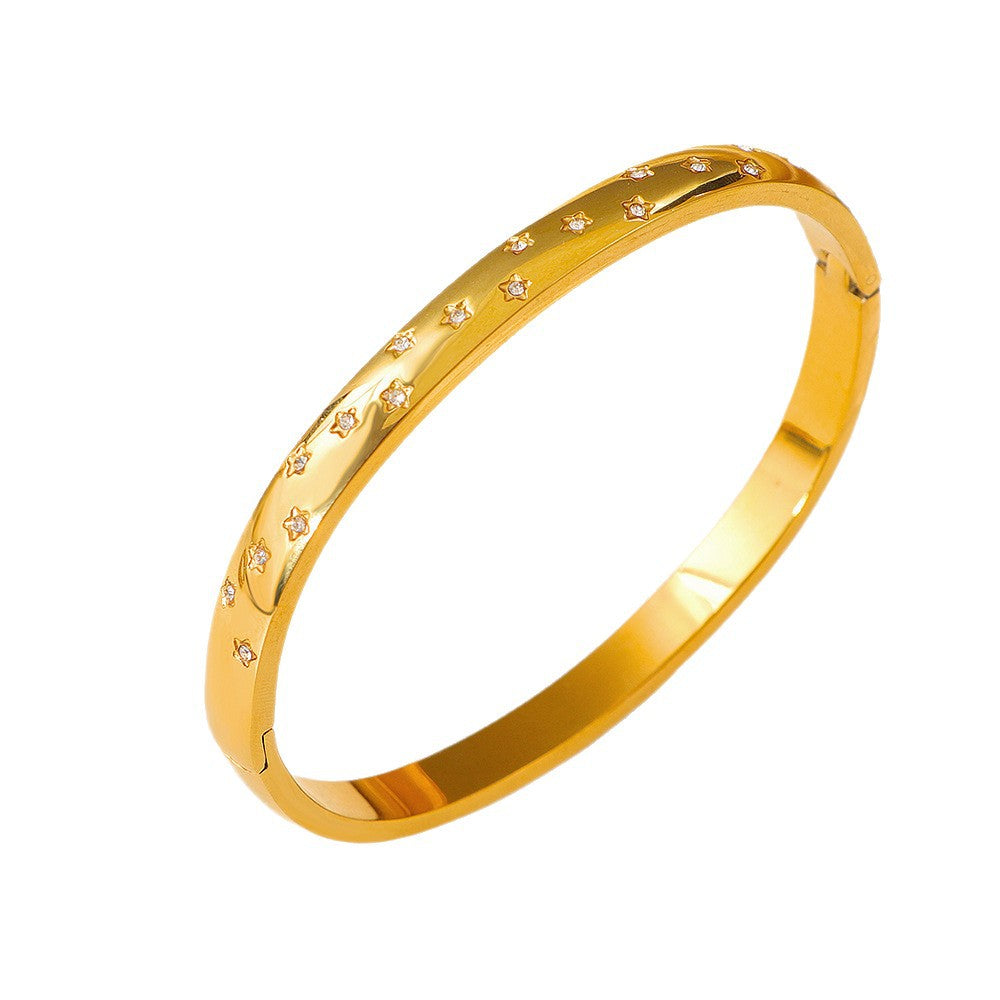 Damen Star-Besetzter Gold Armreif Shop Nory