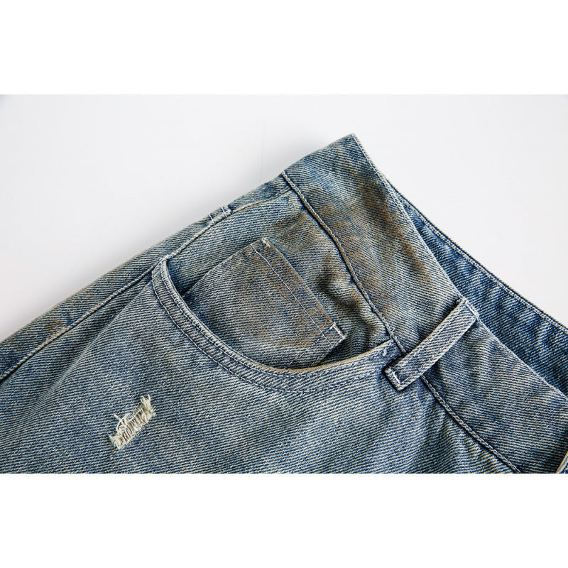 Damen Weite Baggy-Jeans mit hohem Bund, Used-Waschung und Rissdetails Shop Nory