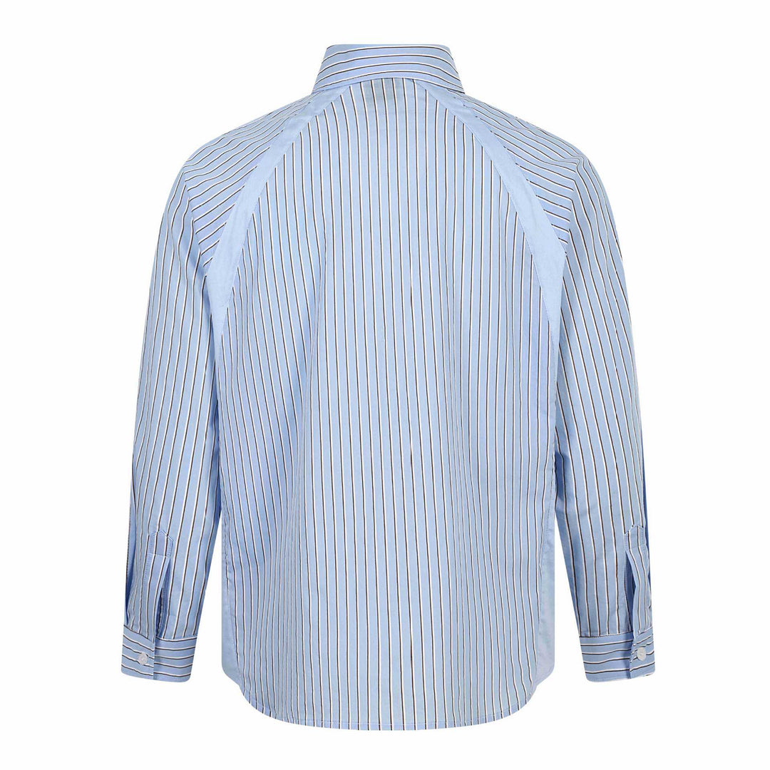 Herren Gestreiftes Baumwollhemd mit Sticklogos und kontrastierenden Passe Shop Nory