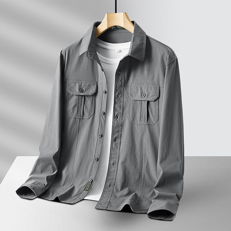 Herren Leichtes Utility-Overshirt aus Baumwollmix mit Brustklappen und entspannter Passform Shop Nory