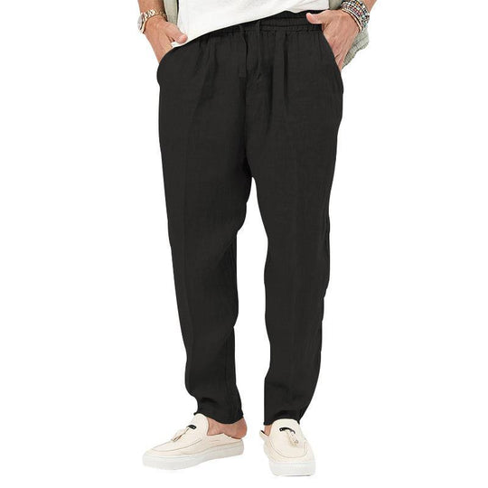 Herren nan lässige Leinenoptik Freizeithose mit elastischem Tunnelzugbund und schmal zulaufenden Beinen Shop Nory