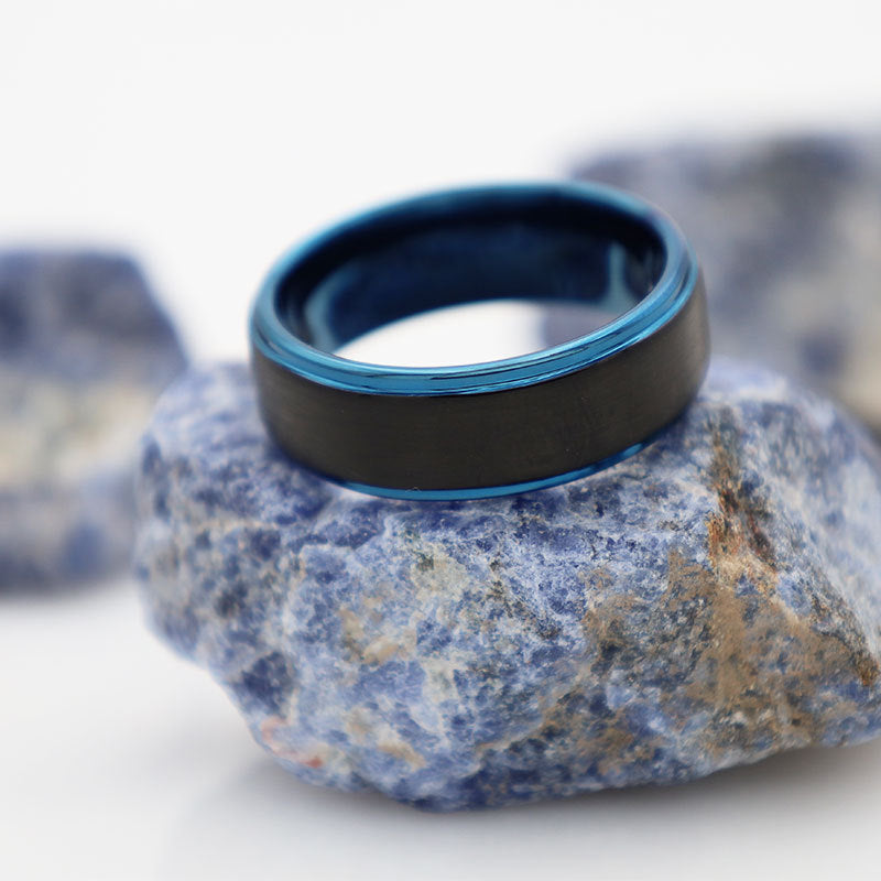 Herren Moderner Edelstahlring mit blauer Beschichtung Shop Nory