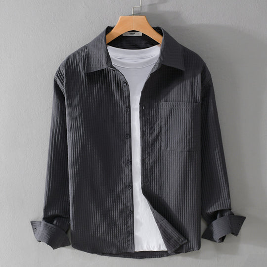 Herren Texturiertes Waffelstruktur-Overshirt mit Brusttasche und legerer Passform Shop Nory