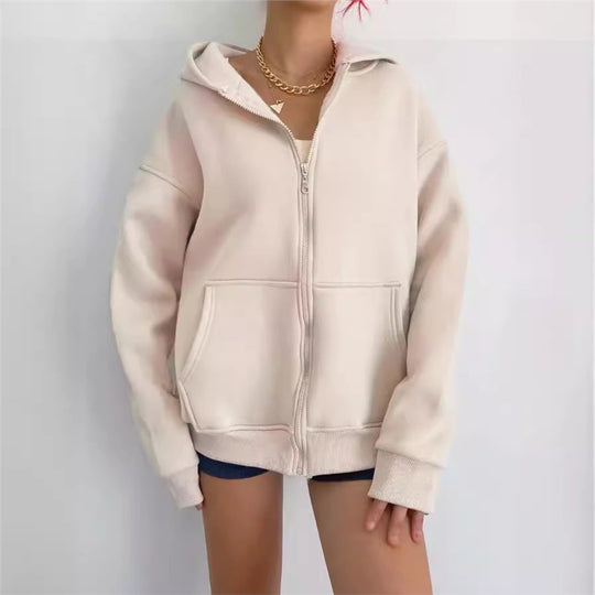 Damen nan oversized Kapuzenjacke mit Reißverschluss und Kängurutaschen Shop Nory
