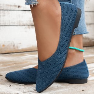Damen elegante Ballerinas aus atmungsaktivem Strickmaterial