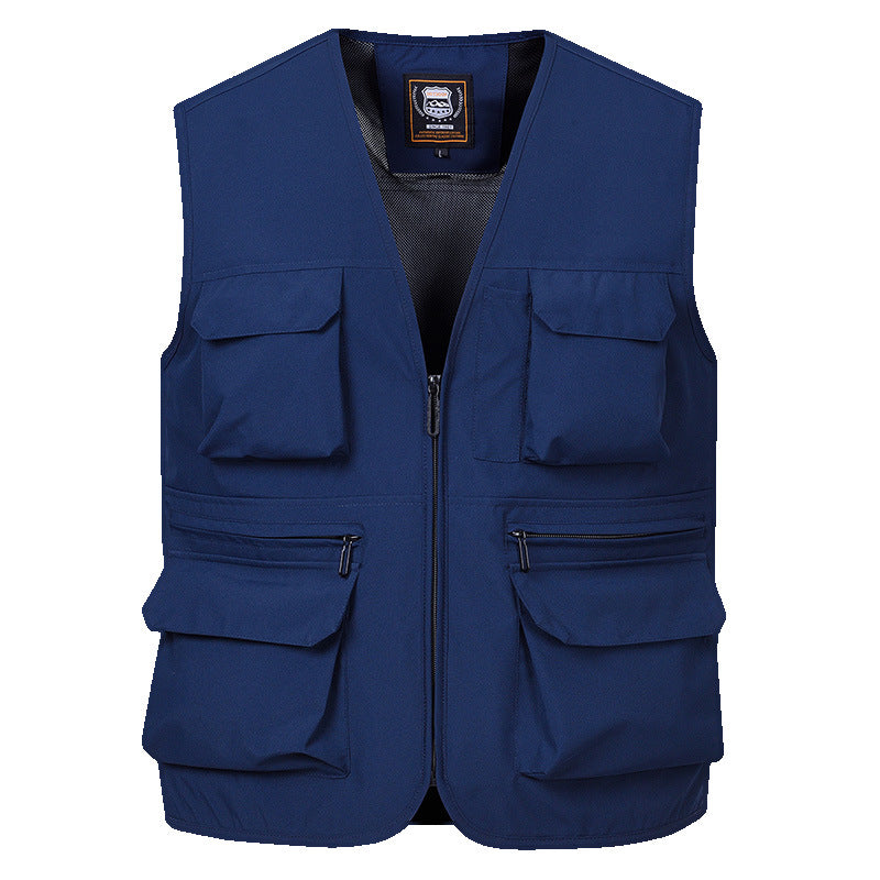 Herren Multitaschen-Utility-Weste mit durchgehendem Reißverschluss, atmungsaktivem Mesh-Futter und großvolumigen Klapp- und Reißverschlusstaschen Shop Nory